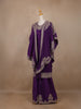 Purple Floral Designed Semi Silk Palazzo Salwar Suit - Diadem
