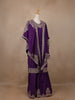 Purple Floral Designed Semi Silk Palazzo Salwar Suit - Diadem