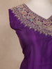 Purple Floral Designed Semi Silk Palazzo Salwar Suit - Diadem