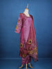 Purple Floral Designed Semi Silk Salwar Suit - Diadem