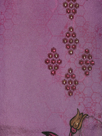 Purple Floral Designed Semi Silk Salwar Suit - Diadem