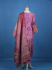 Purple Floral Designed Semi Silk Salwar Suit - Diadem