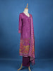 Purple Floral Designed Semi Silk Salwar Suit - Diadem