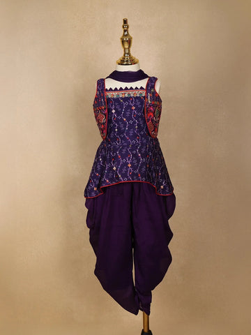 Purple Floral Embroidered Crepe Patiala Salwar Suit - Diadem