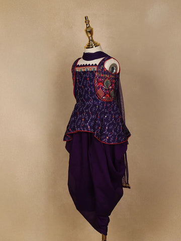 Purple Floral Embroidered Crepe Patiala Salwar Suit - Diadem
