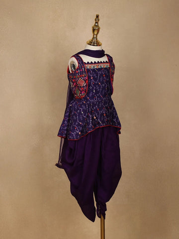 Purple Floral Embroidered Crepe Patiala Salwar Suit - Diadem