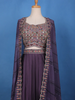 Purple Floral Embroidered Georgette Bridesmaids Lehenga - Diadem
