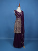 Purple Floral Embroidered Georgette Sharara Salwar Suit - Diadem