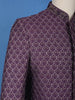 Purple Floral Embroidered Jacquard Sherwani Suit - Diadem