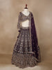 Purple Floral Embroidery Bridal Net Lehenga - Diadem