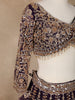 Purple Floral Embroidery Bridal Net Lehenga - Diadem