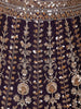 Purple Floral Embroidery Bridal Net Lehenga - Diadem
