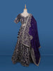 Purple Floral Embroidery Bridal Raw Silk Lehenga - Diadem