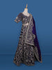Purple Floral Embroidery Bridal Raw Silk Lehenga - Diadem