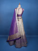 Purple Floral Mirror Designed Banarasi Silk Lehenga for Bridesmaid - Diadem