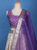 Purple Floral Mirror Designed Banarasi Silk Lehenga for Bridesmaid - Diadem