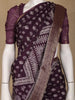 Purple Floral Printed Cotton Saree - Diadem