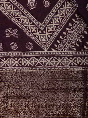 Purple Floral Printed Cotton Saree - Diadem