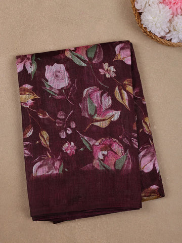 Purple Floral Prints Fancy Georgette Saree - Diadem