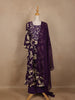 Purple Floral Designed Cotton Salwar Suit - Diadem