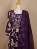 Purple Floral Designed Cotton Salwar Suit - Diadem