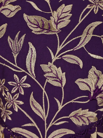 Purple Floral Designed Cotton Salwar Suit - Diadem