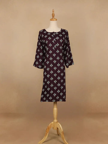 Purple Floral Design Cotton Kurti - Diadem