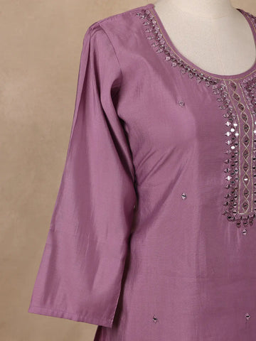 Purple Mirror Worked Cotton Salwar Suit - Diadem