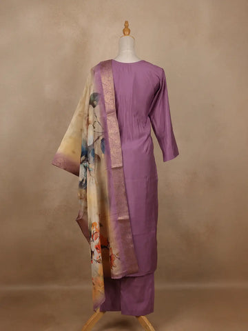 Purple Mirror Worked Cotton Salwar Suit - Diadem