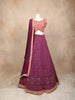 Purple Silk Bridal Lehenga with Floral Threadwork Beads - Diadem