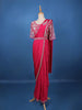 Queen Pink Floral Beads Embroidered Satin Ready To Wear Saree - Diadem