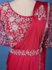 Queen Pink Floral Beads Embroidered Satin Ready To Wear Saree - Diadem
