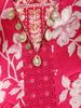 Queen Pink Floral Printed Satin Gown With Mirror Work Yoke And Dupatta