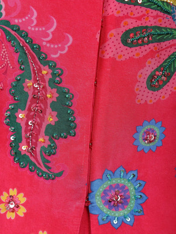 Queen Pink Floral Printed Synthetic Palazzo Suit - Diadem