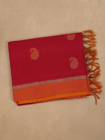 Queen Pink Paisley Designed Cotton Saree - Diadem