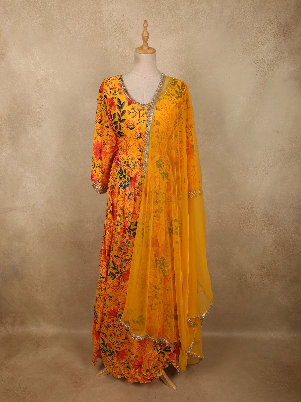 burgundy dress with gold belt Buy Flax Yellow Anarkali Suit 94624 Online main image 1