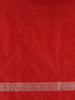 Radiant Red Floral Design Banarasi Silk Saree - Diadem