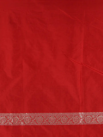 Radiant Red Floral Design Banarasi Silk Saree - Diadem