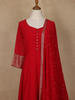 Radiant Red Panel Designed Anarkali Georgette Gown - Diadem