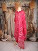 Rani Pink Floral Printed Cotton Salwar Suit with Mirror Work Yoke and Dupatta