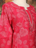 Rani Pink Floral Printed Cotton Salwar Suit with Mirror Work Yoke and Dupatta