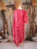 Rani Pink Floral Printed Cotton Salwar Suit with Mirror Work Yoke and Dupatta