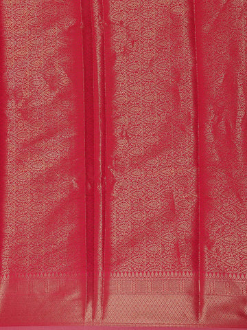 Rani Pink Leaf Motif Banarasi Silk Saree - Diadem