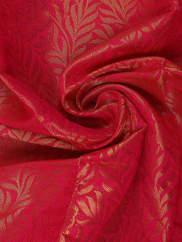 Rani Pink Leaf Motif Banarasi Silk Saree - Diadem