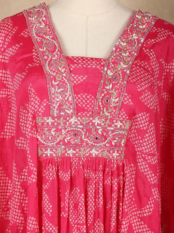 Rani Pink Printed Georgette Palazzo Salwar Suit - Diadem