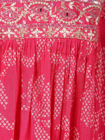 Rani Pink Printed Georgette Palazzo Salwar Suit - Diadem