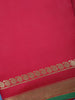 Raspberry Red with a Gold Zari Border and Green Selvedge Edge Soft Silk Saree - Diadem