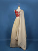Red And Cream Floral Embroidered Tissue Lehenga With Dupatta - Diadem