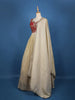 Red And Cream Floral Embroidered Tissue Lehenga With Dupatta - Diadem