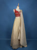 Red And Cream Floral Embroidered Tissue Lehenga With Dupatta - Diadem